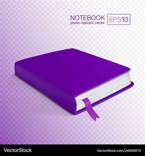 Realistic Purple Book With Bookmark Royalty Free Vector