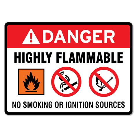 Danger Sign Highly Flammable No Smoking Or Ignition Sources The