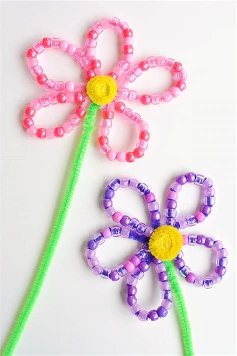 Beaded Pipe Cleaner Flowers One Little Project