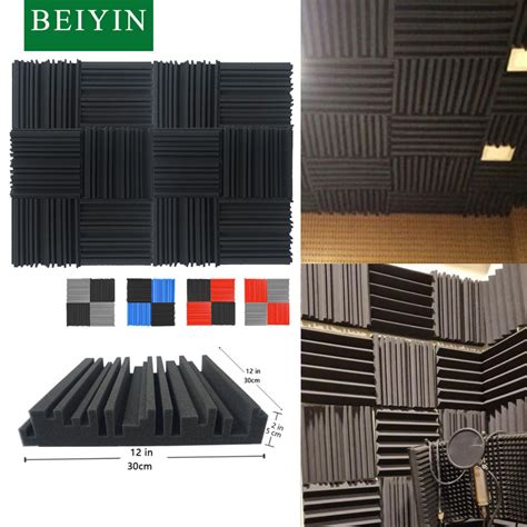 BEIYIN 48 Pcs Groove Soundproof Diffuser Foam Panels Ceiling Sound