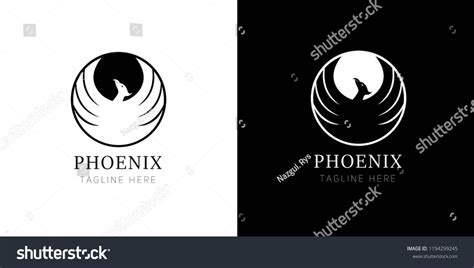 Black White Phoenix Logo Stock Vector (Royalty Free) 1194299245