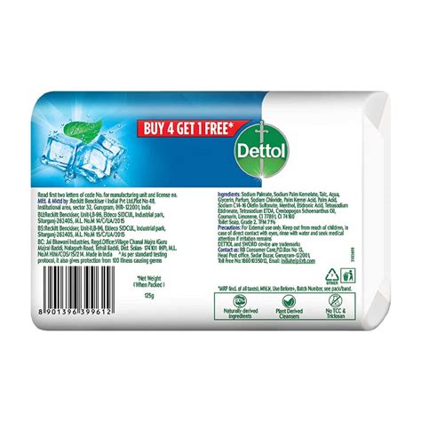 Buy Dettol Intense Cool Bathing Soap Bar With Menthol Buy 4 Get 1 Free 125g Each Combo