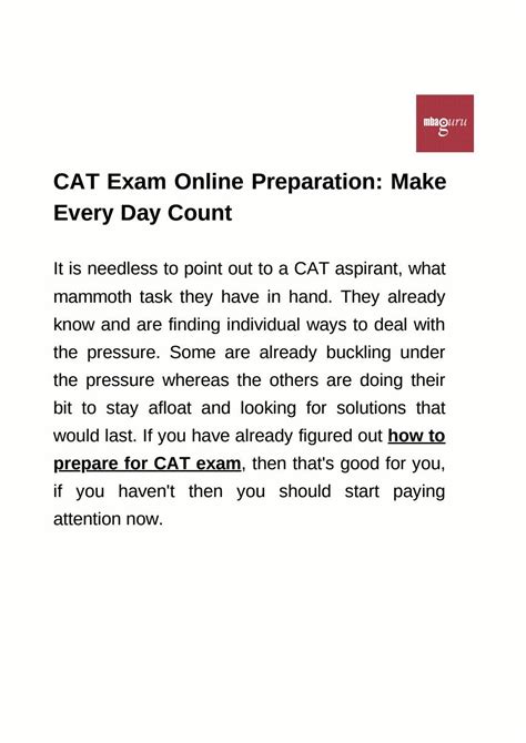 CAT exam online preparation: Make every day count by MBAGuru - Issuu