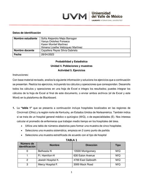 U4 Act 5 Actividad 5 de probabilidad 1 Datos de identificación