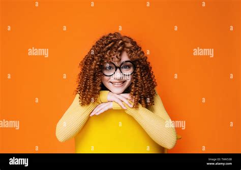 Girl red hair curly glasses hi-res stock photography and images - Alamy