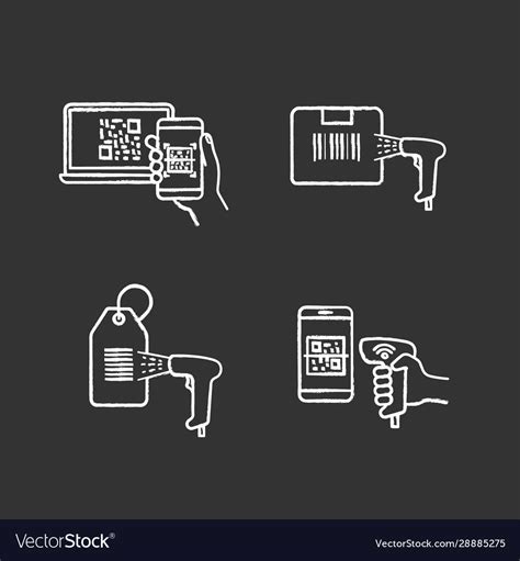 Barcodes Chalk Icons Set Royalty Free Vector Image