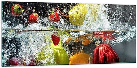 Quadri Moderni Soggiorno Frutta Acqua Splash Cibo Quadro Su Vetro