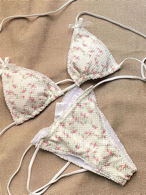 Miyouj Floral Print Bikini Set White Color Swimsuit Women Yeetys