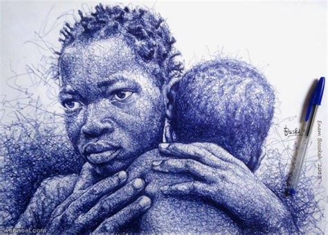 20 Realistic Ballpoint Pen Drawings From African Artist Enam Bosokah