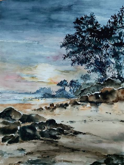 Plage Et Pina Colada Aquarelle 30x40cm Abby Roblet Flickr