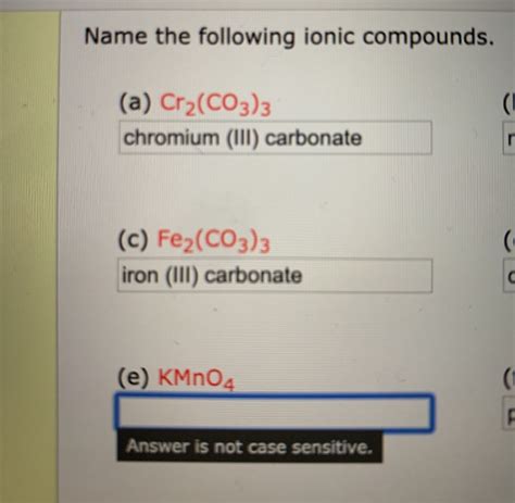 Solved Name the following ionic compounds. (a) Cr2(CO3)3 | Chegg.com