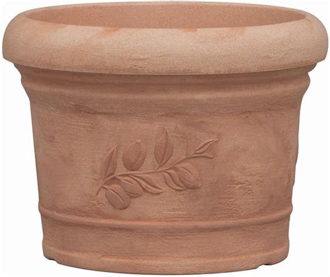 Pflanzkübel Danielle mit Dekor 50 cm Terracotta Amazon de Garten