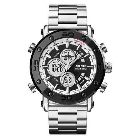 Skmei Dual Time Analog Digital Luxury Casual Business Stainless