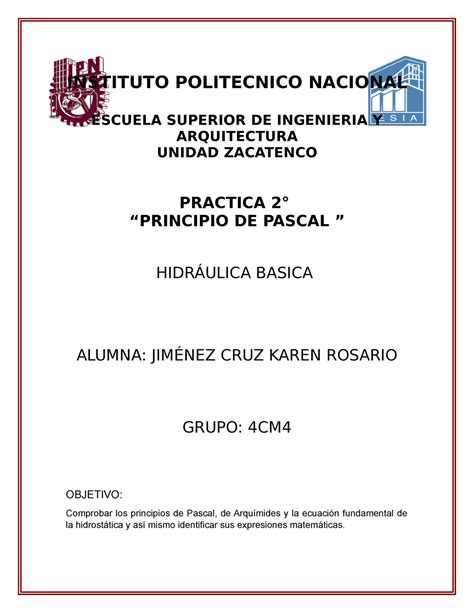 Pract OBJETIVO Comprobar los principios de Pascal de Arquímides y