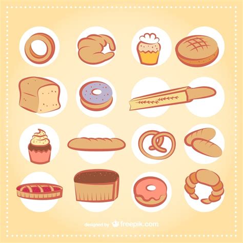 Productos De Panadería Paquete Vector Gratis