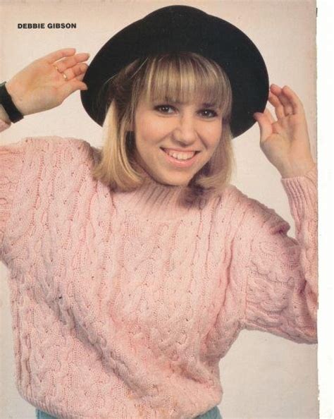 Debbie Gibson 80s Pin Up In A Black Fedora Hat Pink Sweater And Jeans Debbie Gibson