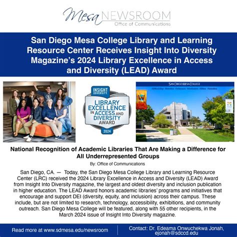 San Diego Mesa College on LinkedIn: Exciting News! 📚 San Diego Mesa ...