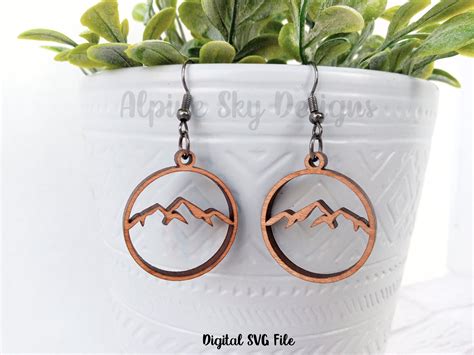 Mountain Earrings Svg Mountain Earring Svg For Glowforge Etsy