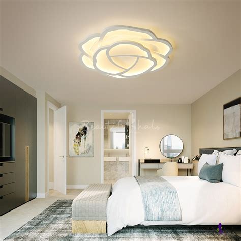 Contemporary Floral Flush Ceiling Light Acrylic Bedroom Led Flush Mount Lamp In White