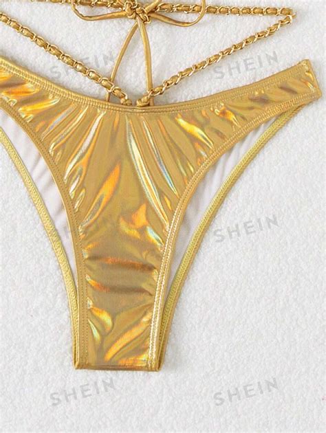 Shein Swim Sxy Conjunto De Mai Bikini Met Lico Feminino Para Praia De