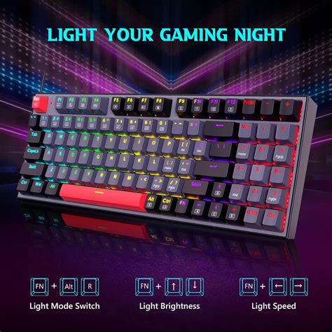 Redragon Mechanical Gaming Keyboard Wired Mechanical Keyboard with 94 Keys Programmable Macro ...