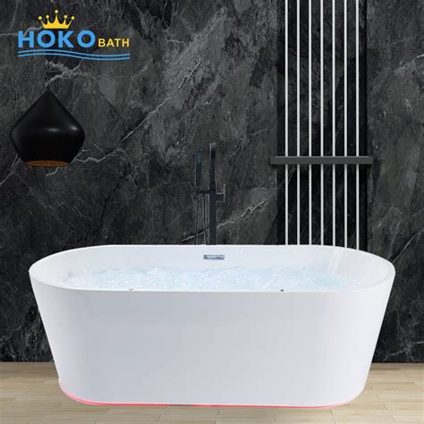 Colorful Led Corner Tub 360 Waterfall Luxury Bathtub Freestanding Whirlpool Massage Acrylic