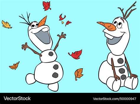 Olaf Frozen Cartoon Snowman Funny Royalty Free Vector Image