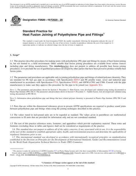 ASTM F2620 20 Standard Practice For Heat Fusion Joining Of