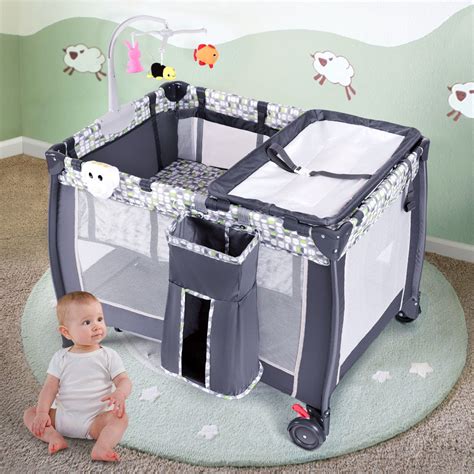 Costway Foldable Travel Baby Playpen Crib Infant Bassinet Bed Mosquito