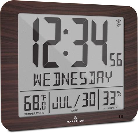 Amazon Marathon Slim Jumbo Atomic Wall Clock Wood Finish Large