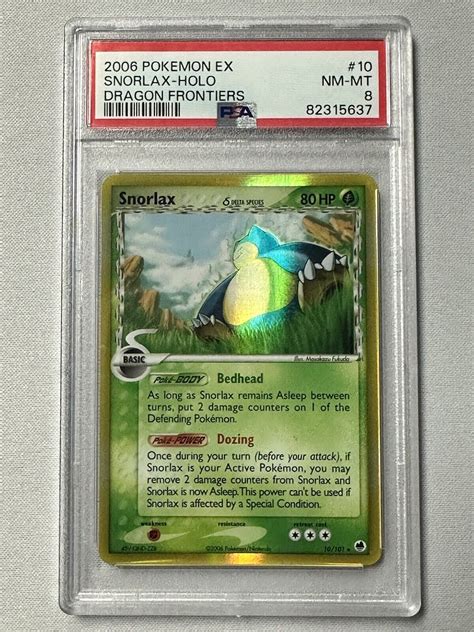 PSA 8 Snorlax Delta Species 10 101 Reverse Holo Rare EX Dragon