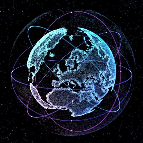 Tierra Virtual Detallada Del Planeta Mundo Digital Tecnológico Del