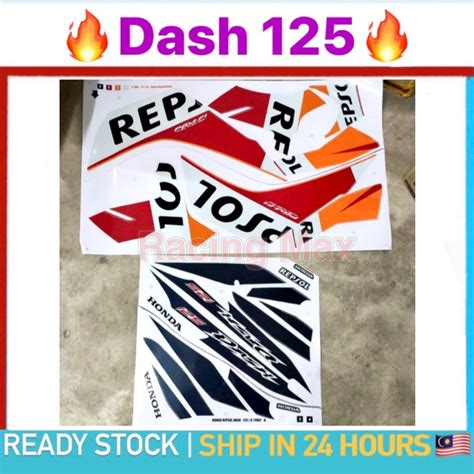 Stiker Sticker Body Stripe Cover Set 8 Honda Dash125 Dash 125 Repsol