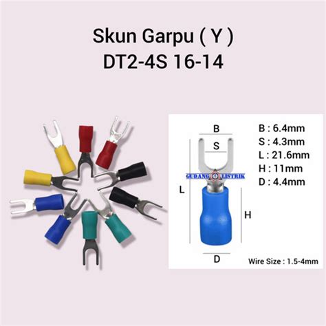 Jual Skun Garpu Y Fork Cable Scun Dt2 4s 16 14 Cable Lug Aluminium