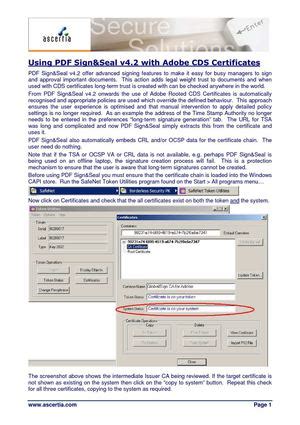 Calam O Using Pdf Sign Seal V With Adobe Cds Certificates