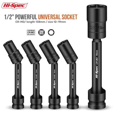 Hi Spec Impact Swivel Socket Set Inch Drive Universal Joint Cr Mo