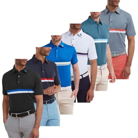 Footjoy Mens Double Chest Band Pique Wicking Golf Polo Shirt