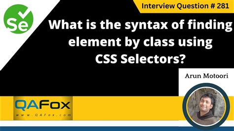 What Is The Syntax Of Finding Element By Class Using CSS Selector