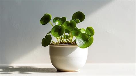 Una Planta De Interior Pilea Peperomioides En Una Maceta De Cer Mica Se