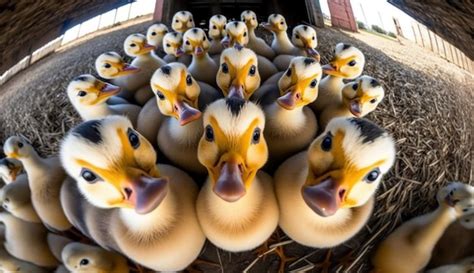 Premium Photo | A group of ducks in a barn