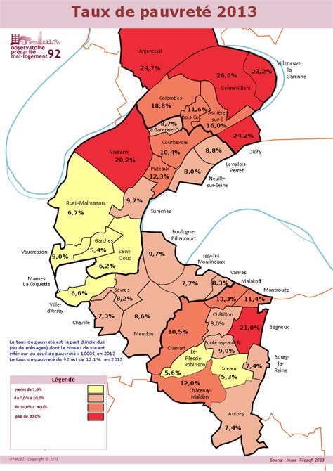 Carte Taux De Pauvret En Dans Les Communes Des Hauts De Seine