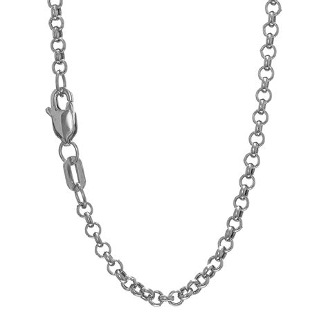 10K 18 White Gold 2 30mm Diamond Cut Rolo Chain With Lobster Clasp