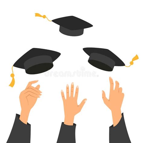 Concept Of Education Hands Of Graduates Throwing Graduation Hats In The Air Stock Illustration