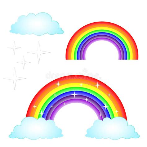 Arc En Ciel Et Nuages Style De Papier Plat Fond Transparent