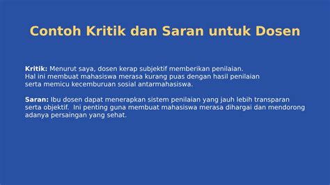 contoh kritik  saran  dosen  baik  sopan