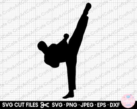 Karate Kick Clipart Karate Kick Silhouette Karate Fighter - Etsy