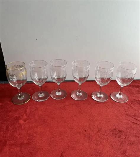 6 VERRES A Vin Blanc En Cristal Baccarat Grave Modèle Louis XV et