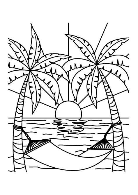 Desenhos Para Colorir De Paisagens Do Por Do Sol