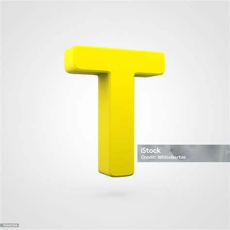 Plastic Yellow Letter T Uppercase Isolated On White Background Stock