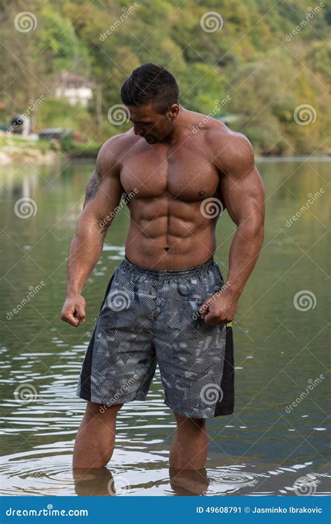 Bodybuilder Showing His Well Trained Body Stock Image Image Of Muscle